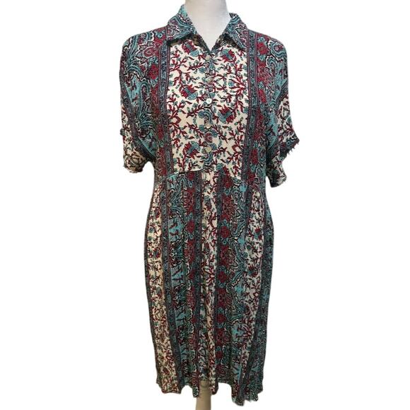 Anthropologie Uncle Frank Floral Frayed Hem Shirt Dress Size Small - Picture 1 of 8